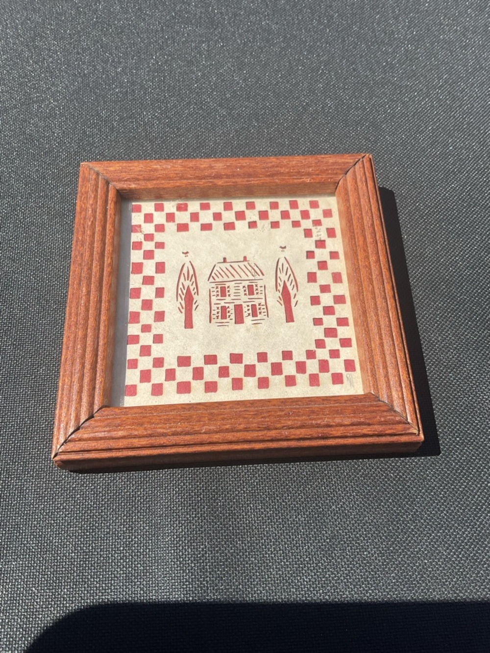 Vintage Designs with Scissors Art 1968 small framed picture